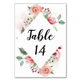 Sittdiagram för blommigtens vattenfärgsbröllop bordsnummer