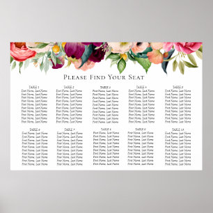 Sittdiagram för bohemiska blommor Bröllop Poster