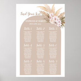 Sittdiagram för Boho Pampas Grass Arch Bröllop Poster