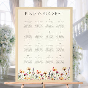Sittdiagram för Boho Wildblomma Blommigt Bröllop Poster