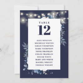 Sittdiagram för Bordsnummer av blå Blommigt