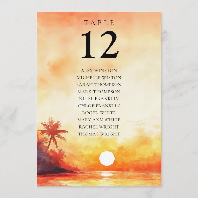 Sittdiagram för Bordsnumret för vattenfärgssegment Inbjudningar (Framsida)