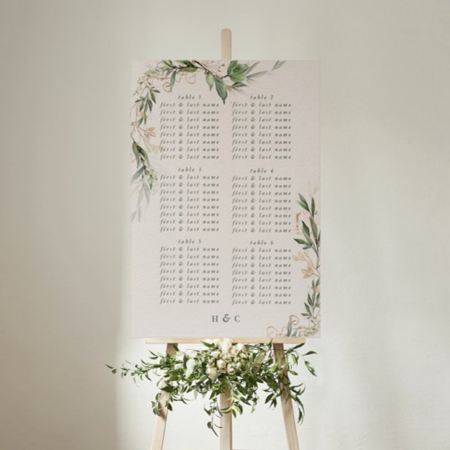 Sittdiagram för botaniskt eukalyptus Moss Bröllop Poster (Skapare uppladdad)