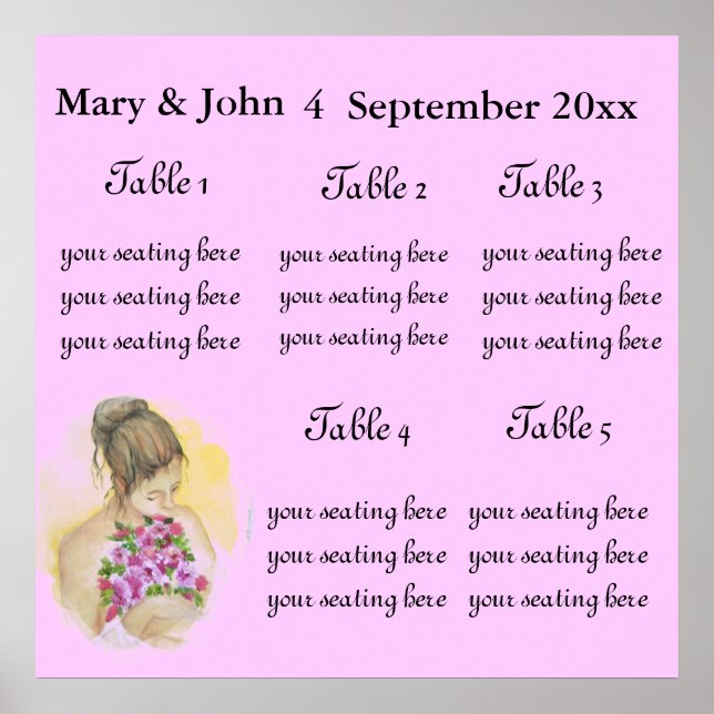 Sittdiagram för BRIDE Bröllop. Poster (Framsidan)