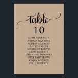 Sittdiagram för bröllop, Rustic Kraft Guests Bordsnummer<br><div class="desc">Bord-diagramkortet för gästgästgäster i bröllop,  Modern Rustik skrift,  Skåpsolbakgrund Anpassa texten och/eller ta bort och fylla i med bröllopsfestens tema.</div>