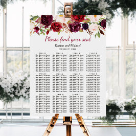Sittdiagram för Burgundy Marsala Red Blommigt Bröl Poster