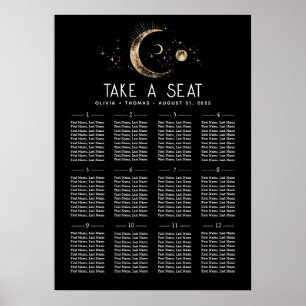 Sittdiagram för Celestial Black Bröllop Poster
