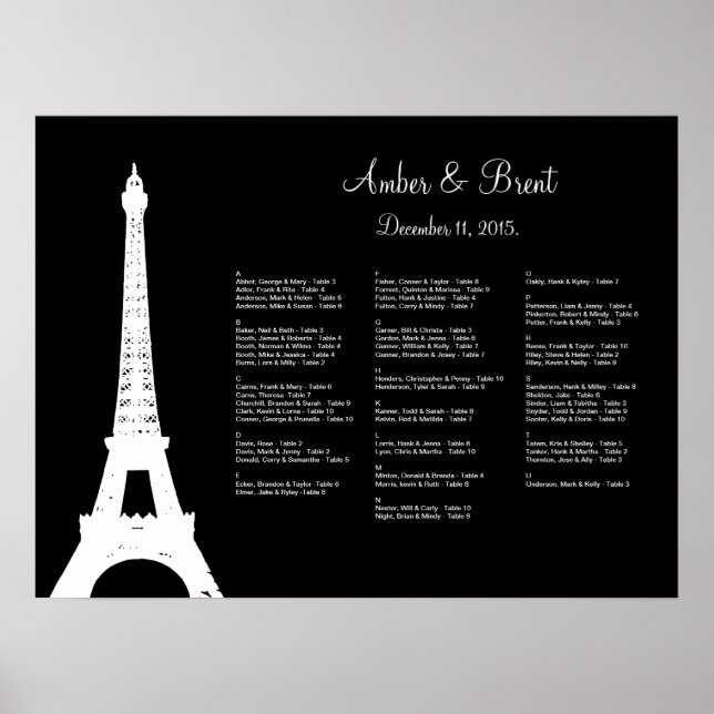 Sittdiagram för Damask Paris Poster (Framsidan)