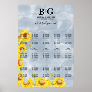 Sittdiagram för dammblå solblommor Bröllop Poster