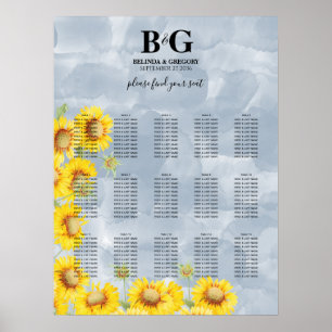 Sittdiagram för dammblå solblommor Bröllop Poster