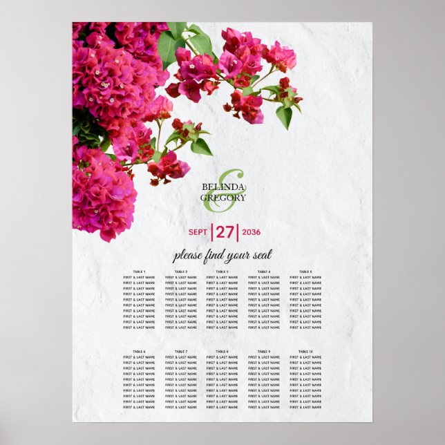 Sittdiagram för den grekiska ön Bröllop i Bougainv Poster (Framsidan)
