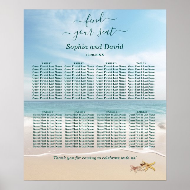 Sittdiagram för destinationsresa Kauai Bröllop Poster (Framsidan)