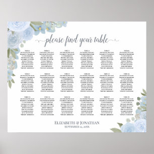 Sittdiagram för Dusty Blue Boho Ro 18 Bord Poster