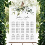 Sittdiagram för Dusty Blue Greenery Elegant bröllo Poster<br><div class="desc">Konstruktionen har en bukett med vattenfärgsgrön,  eukalyptus och en självklar över en vit bakgrund. Utformningen är grön i skuggor av dammblått och olika grönt färg. Visa samlingslänken på den här sidan om du vill se alla matchande objekt i den här vackra designen.</div>