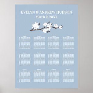 Sittdiagram för Dusty Blue Magnolia Blommigt Bröll Poster