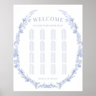 Sittdiagram för Dusty Blue Wildblomma Rustic Bröll Poster