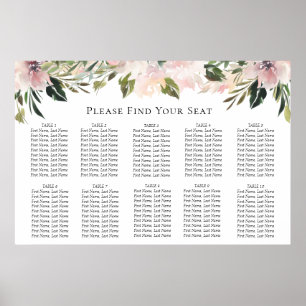 Sittdiagram för Dusty Mauve Botanical Bröllop Poster