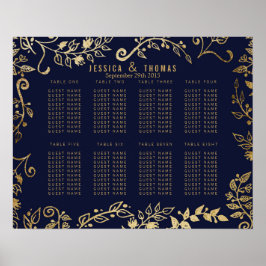 Sittdiagram för elegant, Blommigtarna Guld Poster