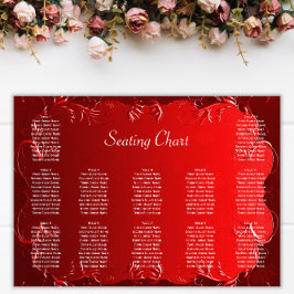 Sittdiagram för elegant Red Wedding Reception Poster