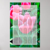 Sittdiagram för elegant Rosa Tulips Bröllop