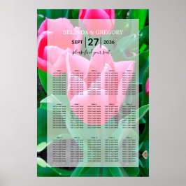Sittdiagram för elegant Rosa Tulips Bröllop Poster