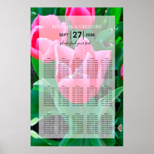 Sittdiagram för elegant Rosa Tulips Bröllop Poster