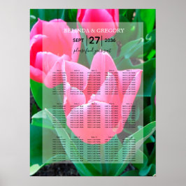 Sittdiagram för elegant Rosa Tulips Bröllop Poster