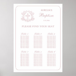 Sittdiagram för enkel Blommigt Rosa Kor-baptism Poster