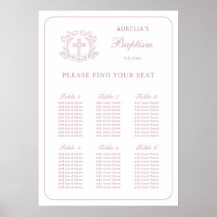 Sittdiagram för enkel Blommigt Rosa Kor-baptism Poster