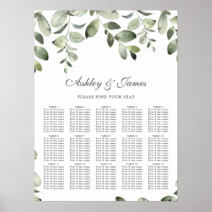 Sittdiagram för Eucalyptus Foliage Greenery Bröllo Poster