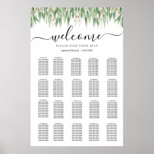 Sittdiagram för Eucalyptus Greenery Bröllop Poster