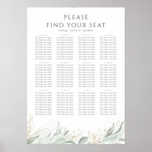 Sittdiagram för Eucalyptus Greenery Bröllop Poster