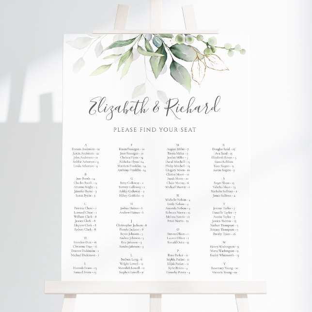 Sittdiagram för Eucalyptus Greenery Bröllop Poster (Skapare uppladdad)