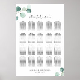 Sittdiagram för Eucalyptus Greenery Rustic Bröllop Poster