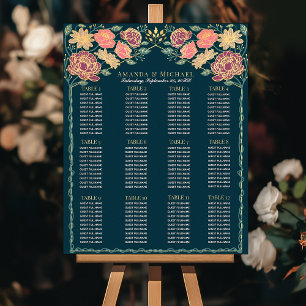 Sittdiagram för Fantasy Enchanted Blommigt Bröllop Poster