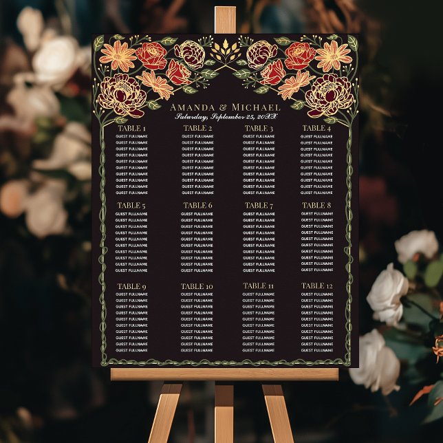 Sittdiagram för Fantasy Enchanted Blommigt Bröllop Poster (Skapare uppladdad)