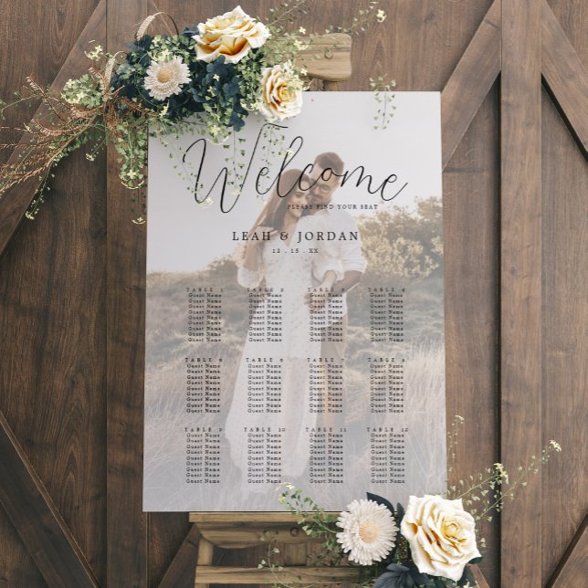 Sittdiagram för foto-Bröllop i Rustic Calligraphy  Poster (Skapare uppladdad)