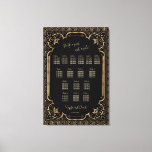 Sittdiagram för Glam Guld Black Bröllop Canvastryck