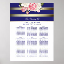 Sittdiagram för guld-flotta och vit Blommigt Bröll Poster
