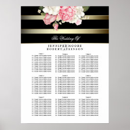 Sittdiagram för guld, svart och vit Blommigt, Bröl Poster