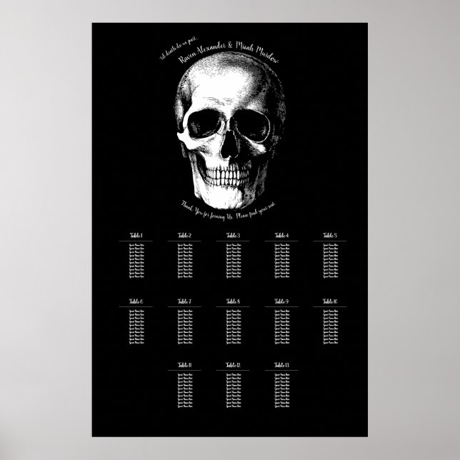 Sittdiagram för halloween Gothic Bröllop Poster (Framsidan)