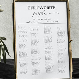 Sittdiagram för kalligrafi med alfabetiskt Bröllop Poster