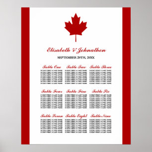 Sittdiagram för kanadensiska Flagga Bröllop Poster