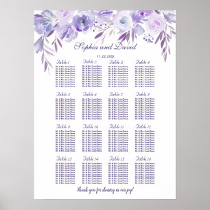 Sittdiagram för lätt Lila Dusty Blue Blommigt Poster