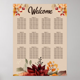 Sittdiagram för lätt terracotta i Blommigt Bröllop Poster
