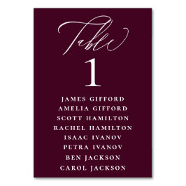 Sittdiagram för Lila av kalligrafi Bordsnummer