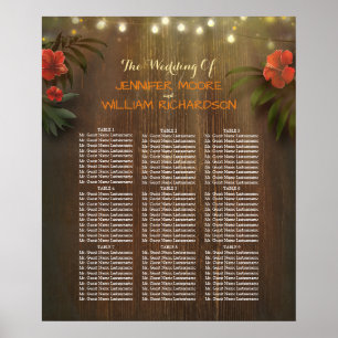 Sittdiagram för Luau Tropical Beach Flowers Bröllo Poster