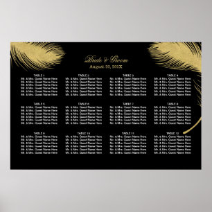 Sittdiagram för lyxboskap i Guld, sjöfågel i Bröll Poster