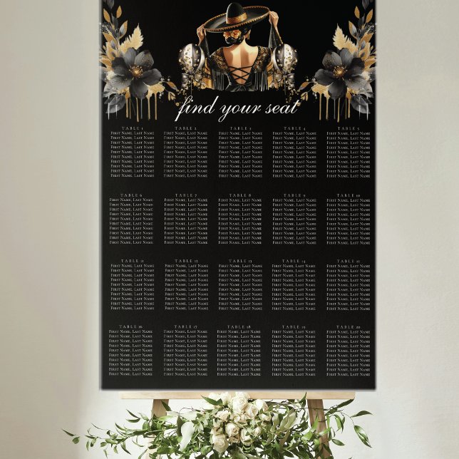 Sittdiagram för lyxur Black Guld Quinceañera Poster (Skapare uppladdad)