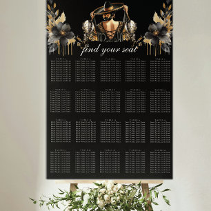 Sittdiagram för lyxur Black Guld Quinceañera Poster